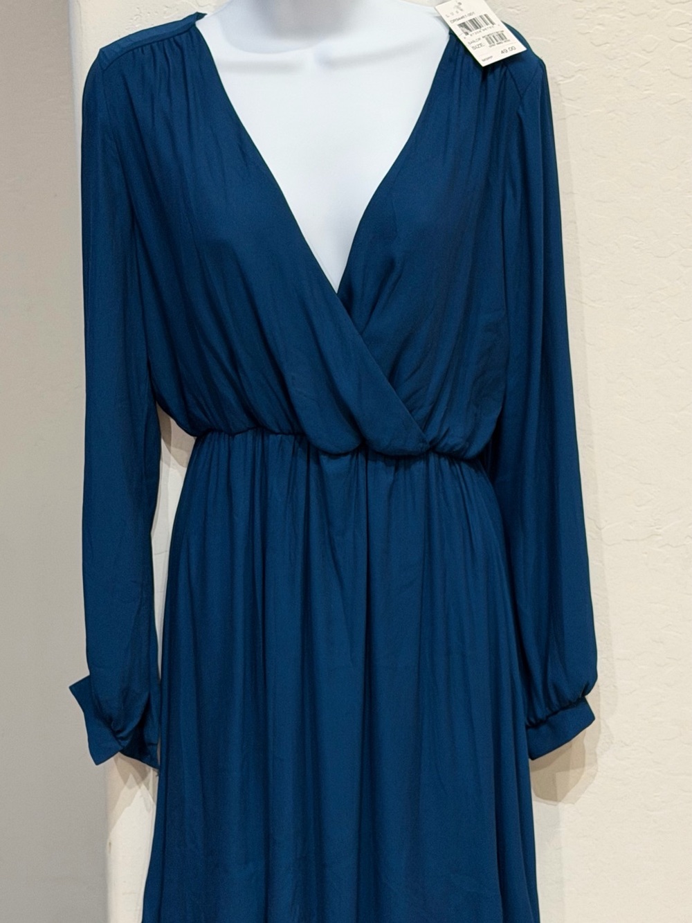 Lush Deep Teal Long Sleeve Wrap Dress